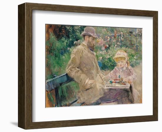 Eugene Manet (1833-92) with His Daughter at Bougival, c.1881-Berthe Morisot-Framed Giclee Print