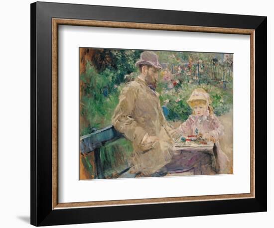 Eugene Manet (1833-92) with His Daughter at Bougival, c.1881-Berthe Morisot-Framed Giclee Print