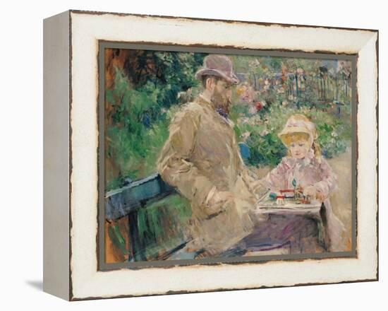 Eugene Manet (1833-92) with His Daughter at Bougival, c.1881-Berthe Morisot-Framed Premier Image Canvas