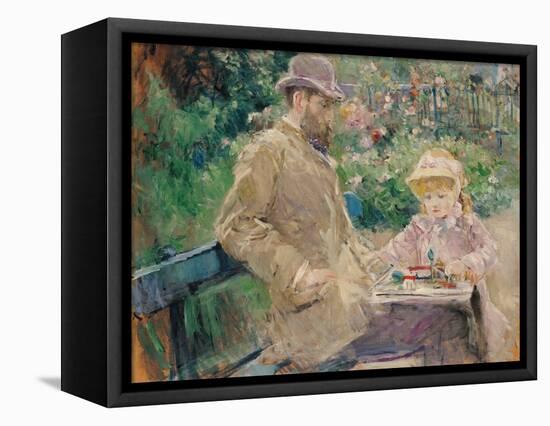 Eugene Manet (1833-92) with His Daughter at Bougival, c.1881-Berthe Morisot-Framed Premier Image Canvas