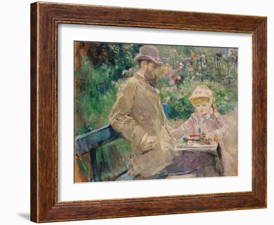 Eugene Manet (1833-92) with His Daughter at Bougival, c.1881-Berthe Morisot-Framed Giclee Print