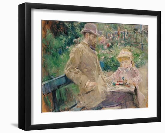 Eugene Manet (1833-92) with His Daughter at Bougival, c.1881-Berthe Morisot-Framed Giclee Print