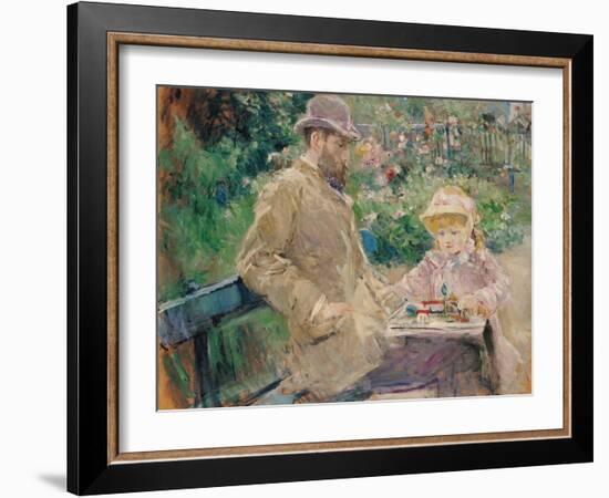 Eugene Manet (1833-92) with His Daughter at Bougival, c.1881-Berthe Morisot-Framed Giclee Print