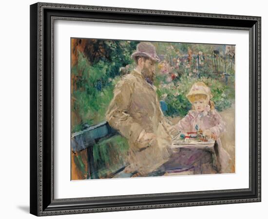 Eugene Manet (1833-92) with His Daughter at Bougival, c.1881-Berthe Morisot-Framed Giclee Print