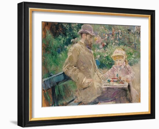 Eugene Manet (1833-92) with His Daughter at Bougival, c.1881-Berthe Morisot-Framed Giclee Print