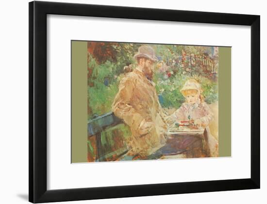 Eugène Manet and His Daughter in Bougival-Berthe Morisot-Framed Art Print