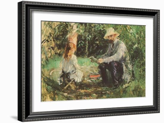 Eugène Manet and His Daughter in the Garden-Berthe Morisot-Framed Premium Giclee Print