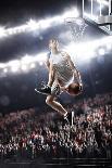 Red Basketball Player in Action in Gym-Eugene Onischenko-Photographic Print
