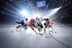 Two Basketball Players in Action in Gym Panorama View-Eugene Onischenko-Photographic Print