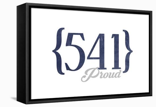 Eugene, Oregon - 541 Area Code (Blue)-Lantern Press-Framed Stretched Canvas