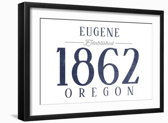 Eugene, Oregon - Established Date (Blue)-Lantern Press-Framed Art Print