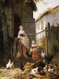 Feeding the Chickens-Eugene Remy Maes-Giclee Print