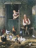 Feeding the Chickens-Eugene Remy Maes-Framed Giclee Print