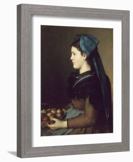 Eugenie Henner in Alsace, Holding a Basket of Apples-Jean Jacques Henner-Framed Giclee Print