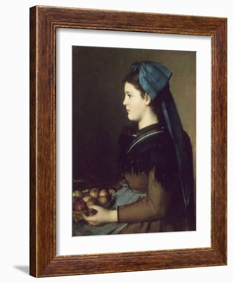 Eugenie Henner in Alsace, Holding a Basket of Apples-Jean Jacques Henner-Framed Giclee Print