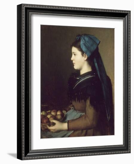 Eugenie Henner in Alsace, Holding a Basket of Apples-Jean Jacques Henner-Framed Giclee Print