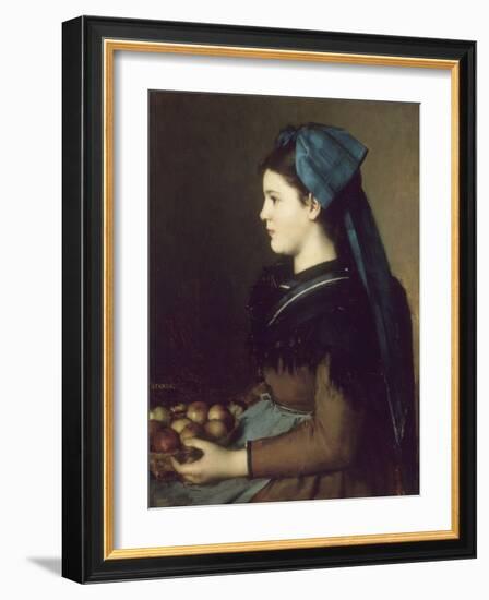 Eugenie Henner in Alsace, Holding a Basket of Apples-Jean Jacques Henner-Framed Giclee Print