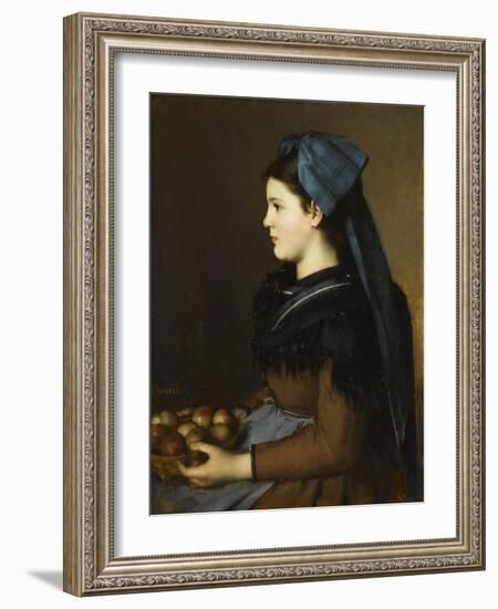 Eugenie Henner in Alsace, Holding a Basket of Apples-Jean Jacques Henner-Framed Giclee Print