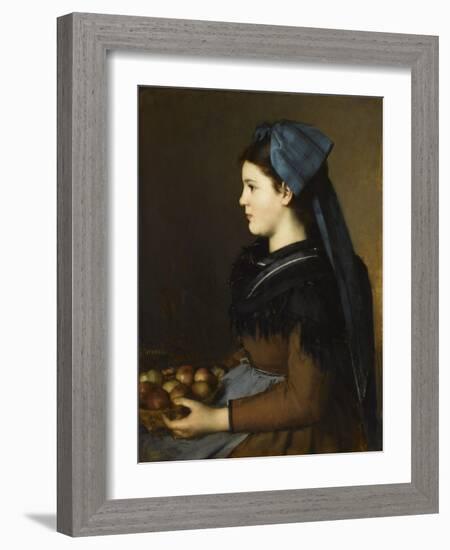 Eugenie Henner in Alsace, Holding a Basket of Apples-Jean Jacques Henner-Framed Giclee Print