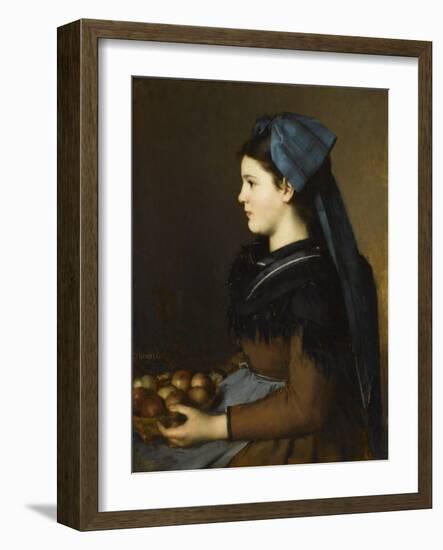 Eugenie Henner in Alsace, Holding a Basket of Apples-Jean Jacques Henner-Framed Giclee Print