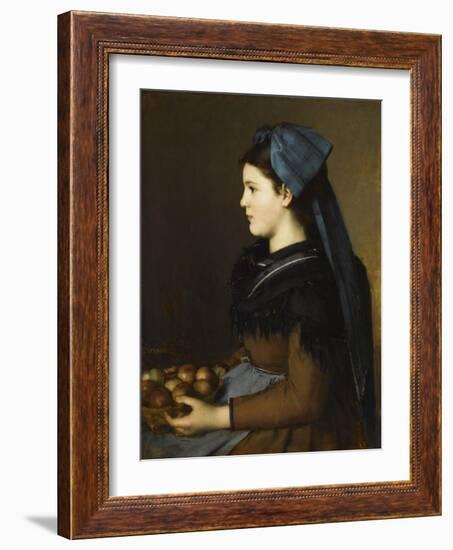 Eugenie Henner in Alsace, Holding a Basket of Apples-Jean Jacques Henner-Framed Giclee Print