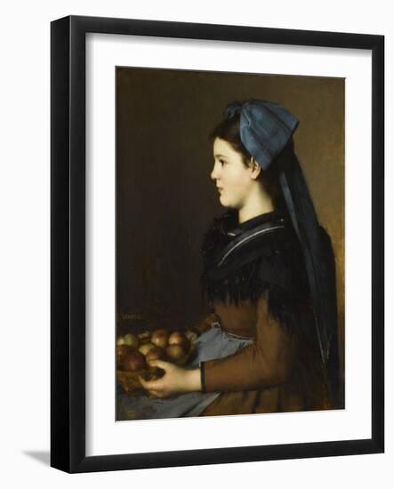 Eugenie Henner in Alsace, Holding a Basket of Apples-Jean Jacques Henner-Framed Giclee Print