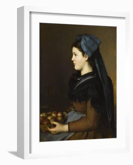 Eugenie Henner in Alsace, Holding a Basket of Apples-Jean Jacques Henner-Framed Giclee Print