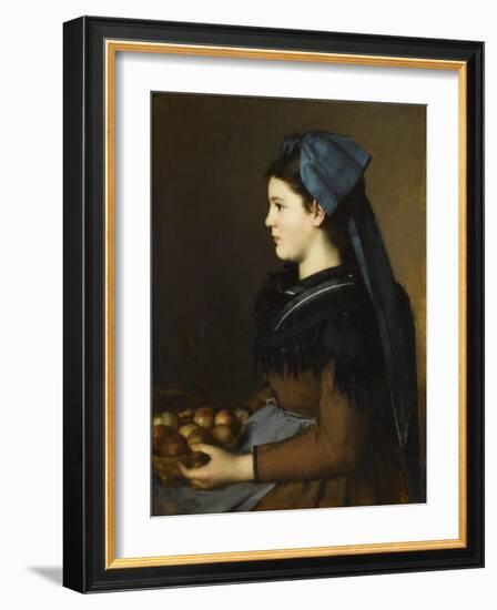 Eugenie Henner in Alsace, Holding a Basket of Apples-Jean Jacques Henner-Framed Giclee Print