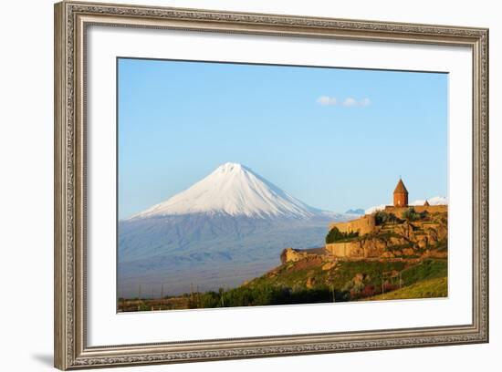 Eurasia, Caucasus Region, Armenia, Khor Virap Monastery; Lesser Ararat Near Mount Ararat in Turkey.-Christian Kober-Framed Photographic Print