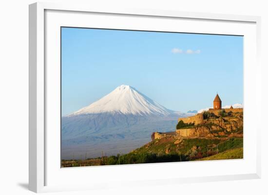 Eurasia, Caucasus Region, Armenia, Khor Virap Monastery; Lesser Ararat Near Mount Ararat in Turkey.-Christian Kober-Framed Photographic Print