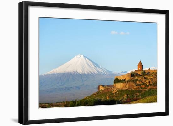 Eurasia, Caucasus Region, Armenia, Khor Virap Monastery; Lesser Ararat Near Mount Ararat in Turkey.-Christian Kober-Framed Photographic Print