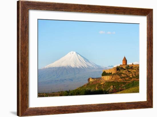 Eurasia, Caucasus Region, Armenia, Khor Virap Monastery; Lesser Ararat Near Mount Ararat in Turkey.-Christian Kober-Framed Photographic Print