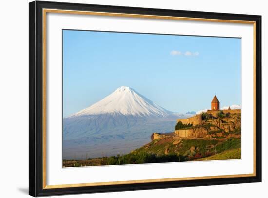 Eurasia, Caucasus Region, Armenia, Khor Virap Monastery; Lesser Ararat Near Mount Ararat in Turkey.-Christian Kober-Framed Photographic Print