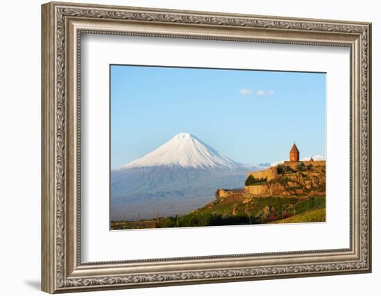 Eurasia, Caucasus Region, Armenia, Khor Virap Monastery; Lesser Ararat Near Mount Ararat in Turkey.-Christian Kober-Framed Premium Photographic Print