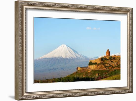 Eurasia, Caucasus Region, Armenia, Khor Virap Monastery; Lesser Ararat Near Mount Ararat in Turkey.-Christian Kober-Framed Photographic Print