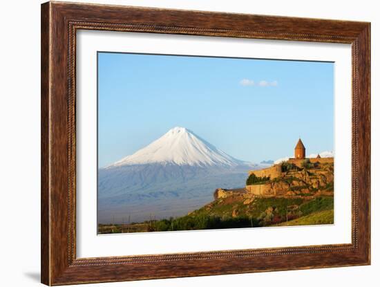 Eurasia, Caucasus Region, Armenia, Khor Virap Monastery; Lesser Ararat Near Mount Ararat in Turkey.-Christian Kober-Framed Photographic Print