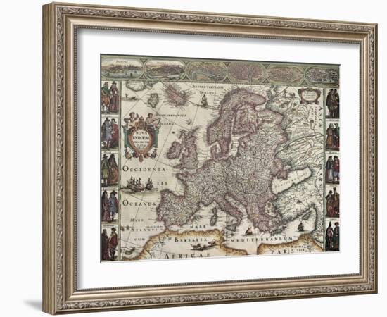 Europa Old Map. Created By Henricus Hondius, Published In Amsterdam, 1623-marzolino-Framed Art Print