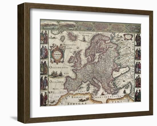 Europa Old Map. Created By Henricus Hondius, Published In Amsterdam, 1623-marzolino-Framed Art Print