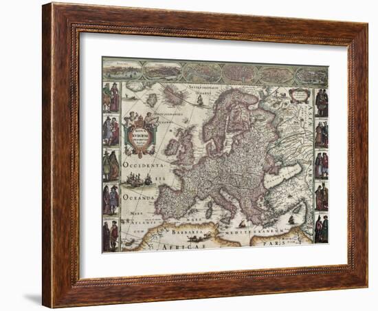 Europa Old Map. Created By Henricus Hondius, Published In Amsterdam, 1623-marzolino-Framed Art Print