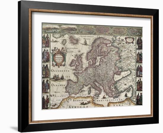 Europa Old Map. Created By Henricus Hondius, Published In Amsterdam, 1623-marzolino-Framed Art Print