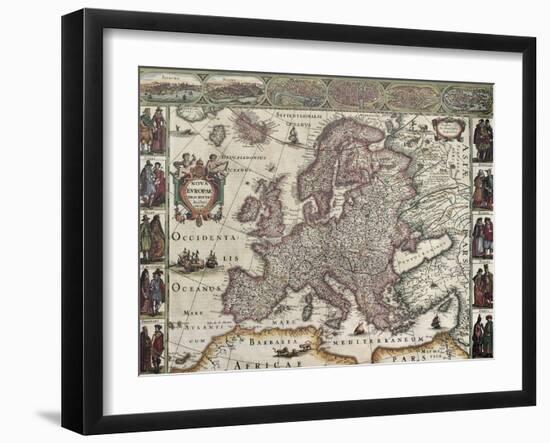 Europa Old Map. Created By Henricus Hondius, Published In Amsterdam, 1623-marzolino-Framed Art Print