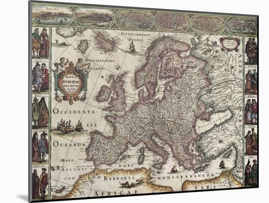 Europa Old Map. Created By Henricus Hondius, Published In Amsterdam, 1623-marzolino-Mounted Art Print