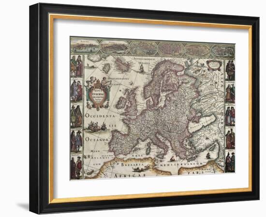 Europa Old Map. Created By Henricus Hondius, Published In Amsterdam, 1623-marzolino-Framed Art Print