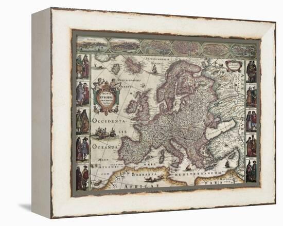 Europa Old Map. Created By Henricus Hondius, Published In Amsterdam, 1623-marzolino-Framed Stretched Canvas