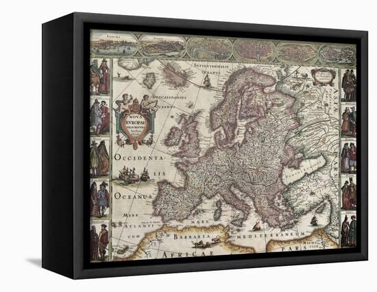 Europa Old Map. Created By Henricus Hondius, Published In Amsterdam, 1623-marzolino-Framed Stretched Canvas