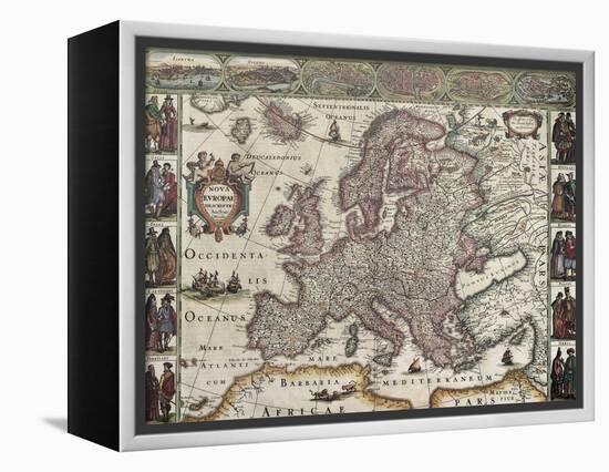 Europa Old Map. Created By Henricus Hondius, Published In Amsterdam, 1623-marzolino-Framed Stretched Canvas