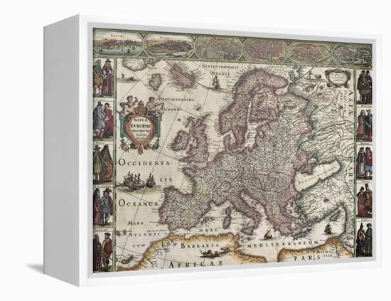 Europa Old Map. Created By Henricus Hondius, Published In Amsterdam, 1623-marzolino-Framed Stretched Canvas