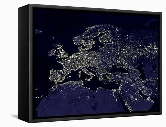 Europe At Night, Satellite Image-null-Framed Premier Image Canvas