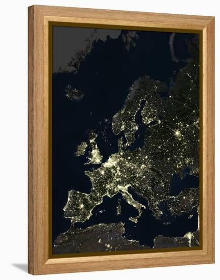 Europe At Night, Satellite Image-PLANETOBSERVER-Framed Premier Image Canvas