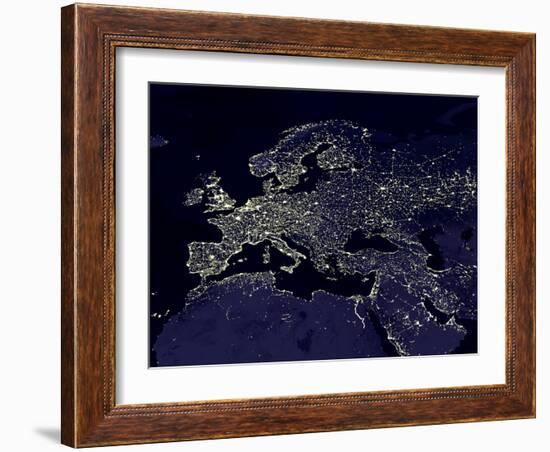 Europe At Night, Satellite Image-null-Framed Photographic Print